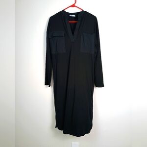 Zara Black Long Sleeve Midi Dress - Medium